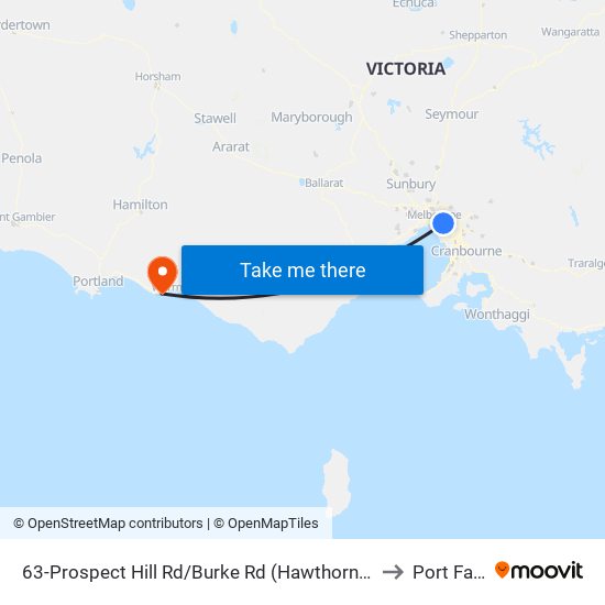 63-Prospect Hill Rd/Burke Rd (Hawthorn East) to Port Fairy map