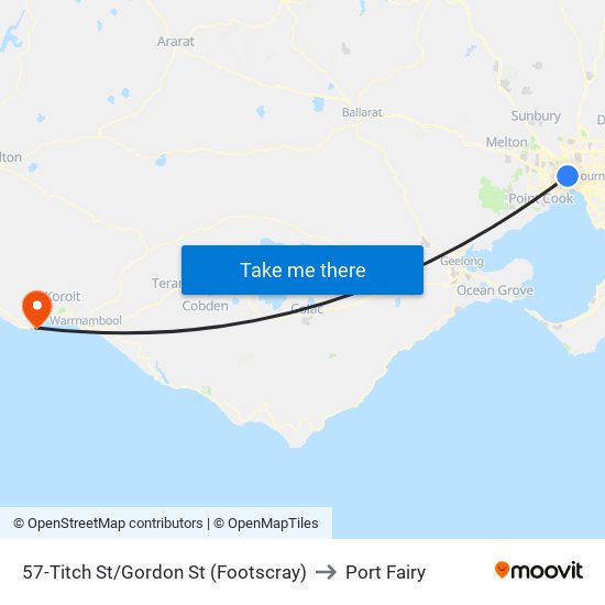 57-Titch St/Gordon St (Footscray) to Port Fairy map