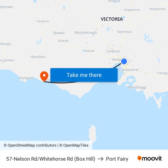 57-Nelson Rd/Whitehorse Rd (Box Hill) to Port Fairy map