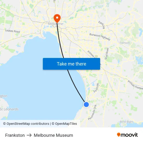 Frankston to Melbourne Museum map