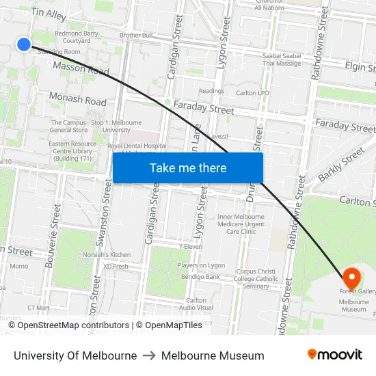 University Of Melbourne to Melbourne Museum map