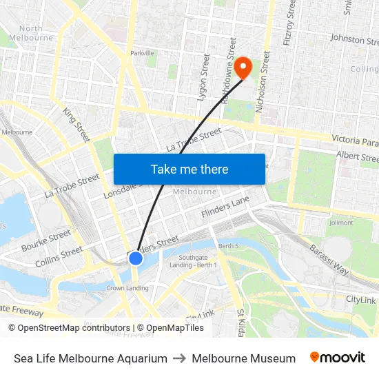 Sea Life Melbourne Aquarium to Melbourne Museum map