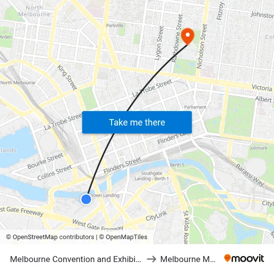 Melbourne Convention and Exhibition Centre to Melbourne Museum map