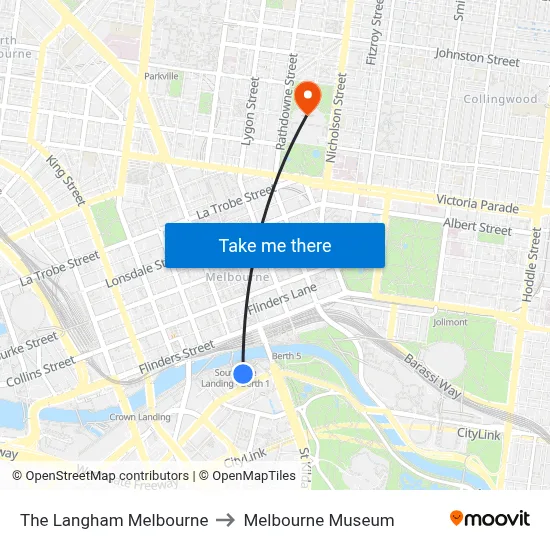 The Langham Melbourne to Melbourne Museum map