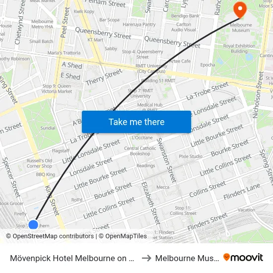 Mövenpick Hotel Melbourne on Spencer to Melbourne Museum map