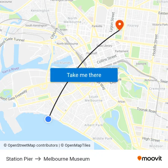 Station Pier to Melbourne Museum map