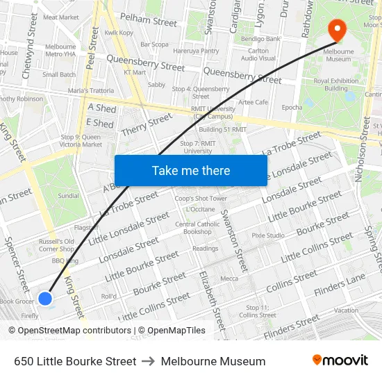 650 Little Bourke Street to Melbourne Museum map