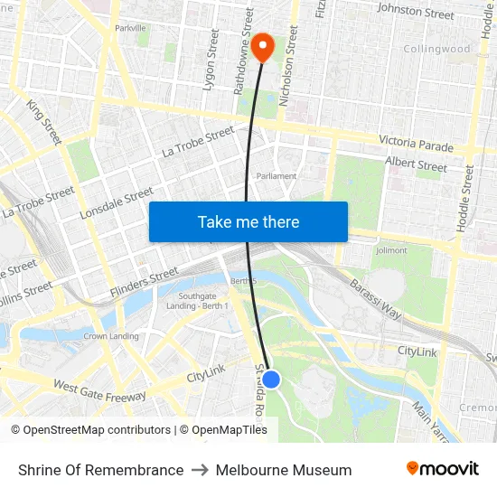 Shrine Of Remembrance to Melbourne Museum map