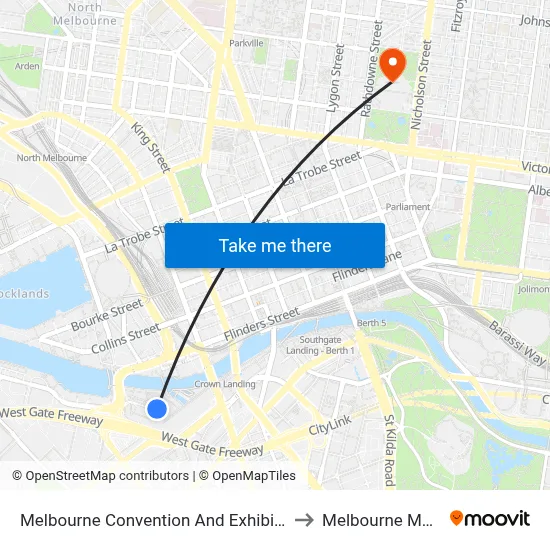 Melbourne Convention And Exhibition Centre to Melbourne Museum map