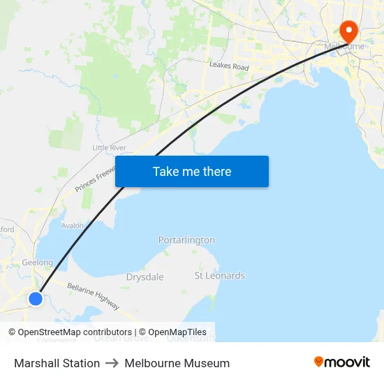 Marshall Station to Melbourne Museum map