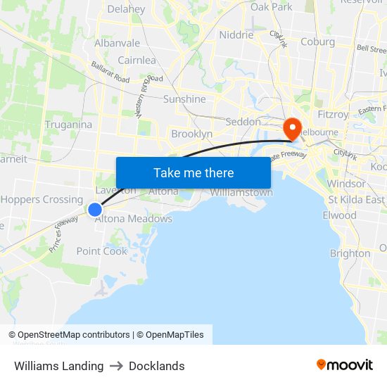 Williams Landing to Docklands map