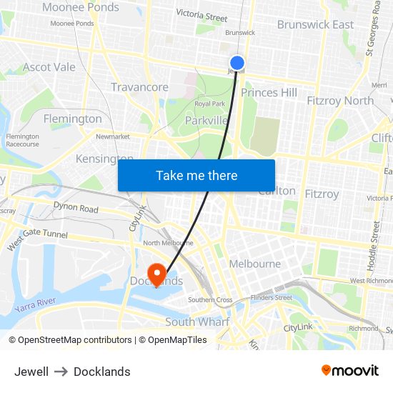 Jewell to Docklands map