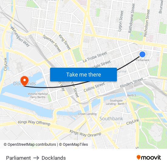 Parliament to Docklands map