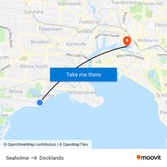 Seaholme to Docklands map