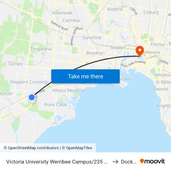 Victoria University Werribee Campus/235 Hoppers Lane to Docklands map