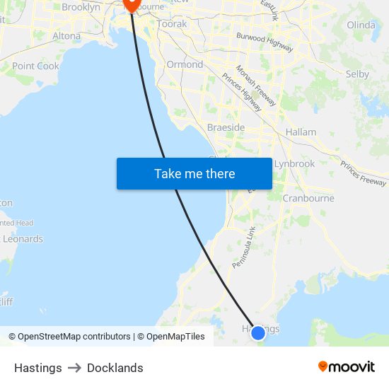 Hastings to Docklands map