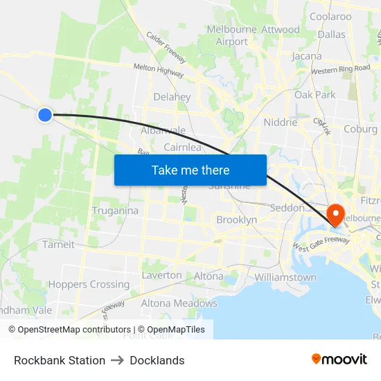 Rockbank Station to Docklands map