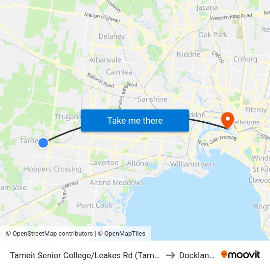 Tarneit Senior College/Leakes Rd to Docklands map