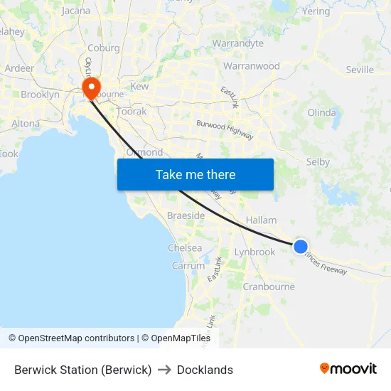 Berwick Station to Docklands map