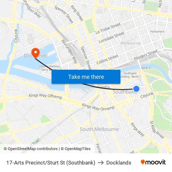 17-Arts Precinct/Sturt St (Southbank) to Docklands map