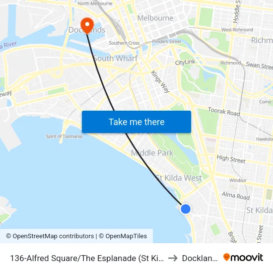 Alfred Square/The Esplanade #136 to Docklands map