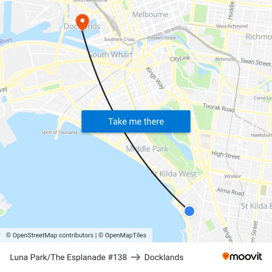 Luna Park/The Esplanade #138 to Docklands map