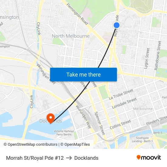 Morrah St/Royal Pde #12 to Docklands map