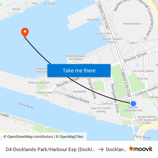 D4-Docklands Park/Harbour Esp (Docklands) to Docklands map