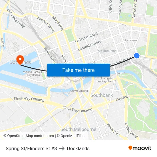 Spring St/Flinders St #8 to Docklands map