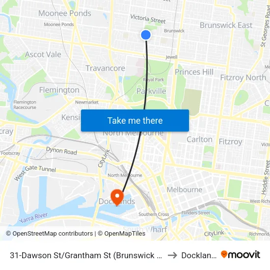 Dawson St/Grantham St #31 to Docklands map