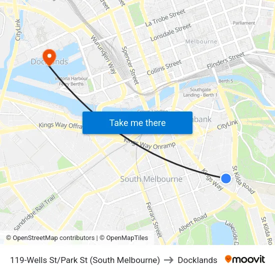 Wells St/Park St #119 to Docklands map