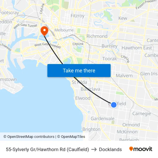 Sylverly Gr/Hawthorn Rd #55 to Docklands map
