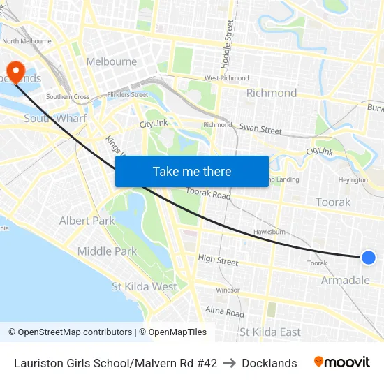 Lauriston Girls School/Malvern Rd #42 to Docklands map