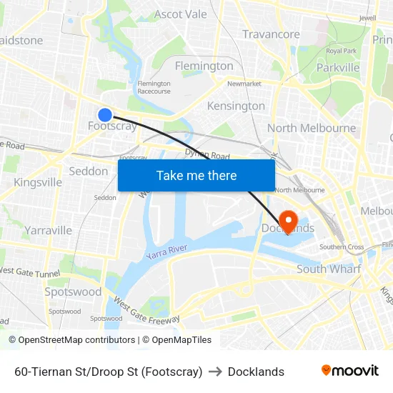 Tiernan St/Droop St #60 to Docklands map