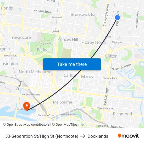 Separation St/High St #33 to Docklands map