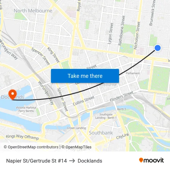 Napier St/Gertrude St #14 to Docklands map