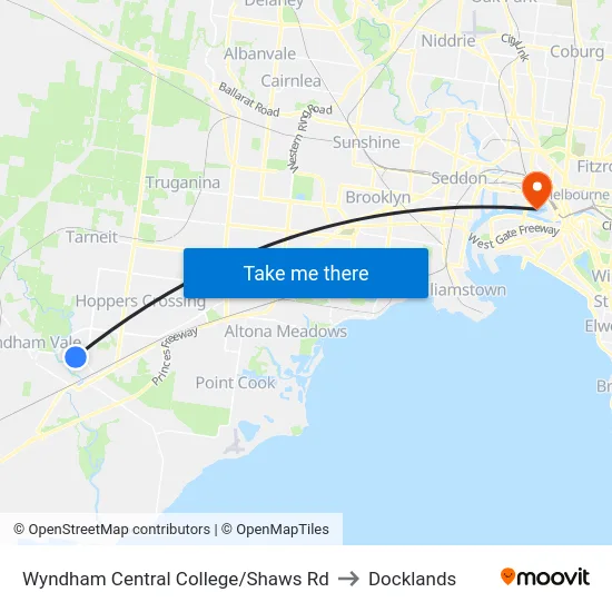 Wyndham Central College/Shaws Rd to Docklands map