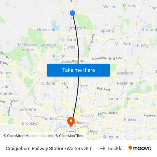 Craigieburn Railway Station/Walters St (Craigieburn) to Docklands map
