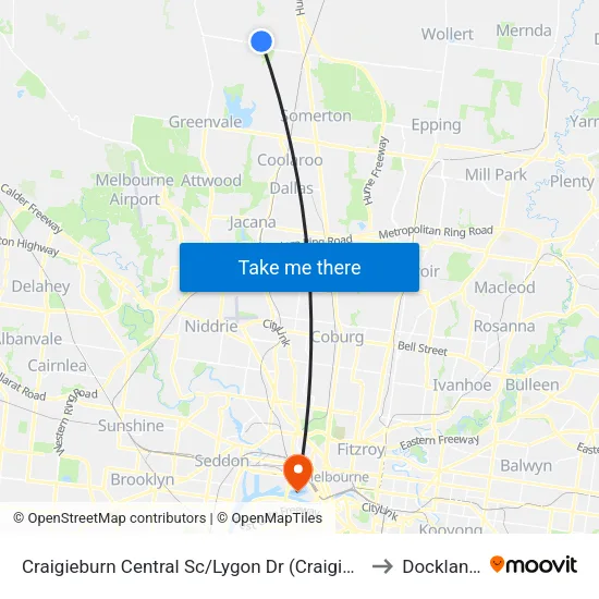 Craigieburn Central Sc/Lygon Dr to Docklands map
