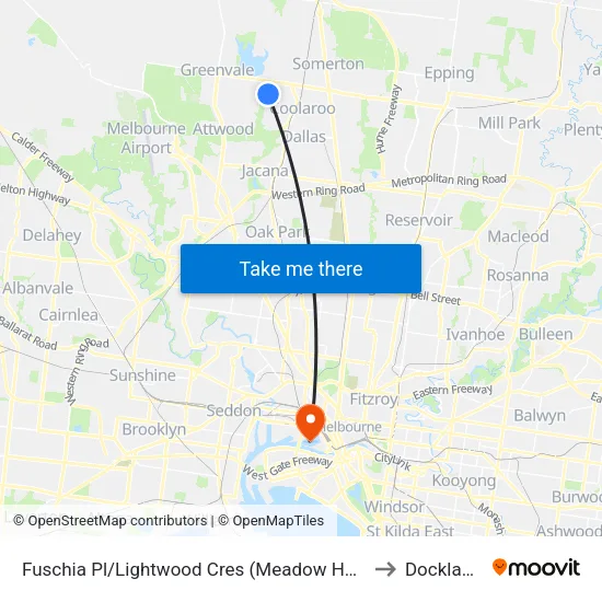 Fuschia Pl/Lightwood Cres to Docklands map
