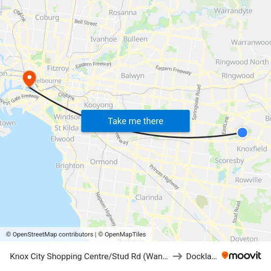 Knox City Shopping Centre/Stud Rd to Docklands map