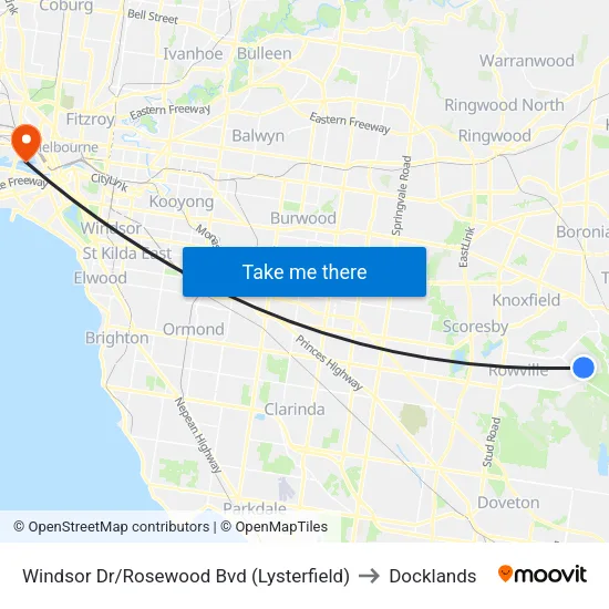 Windsor Dr/Rosewood Bvd to Docklands map