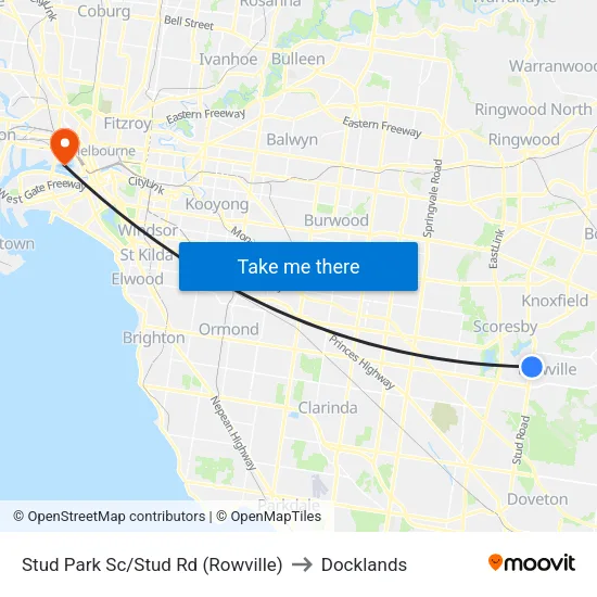 Stud Park Sc/Stud Rd to Docklands map