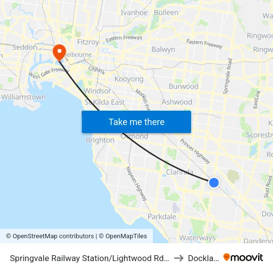 Springvale Railway Station/Lightwood Rd to Docklands map