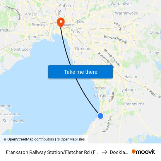 Frankston Railway Station/Fletcher Rd (Frankston) to Docklands map