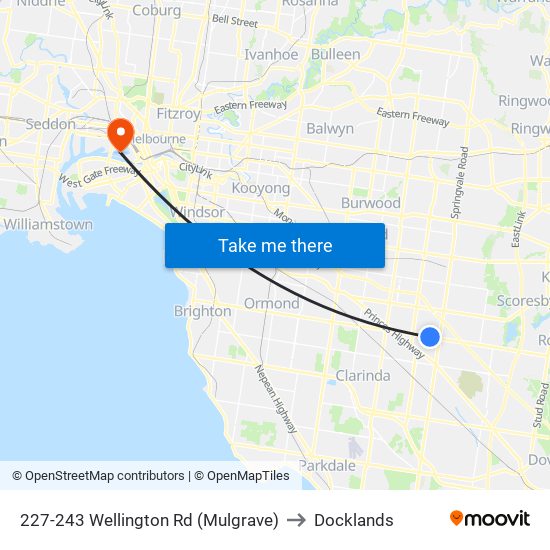227-243 Wellington Rd (Mulgrave) to Docklands map
