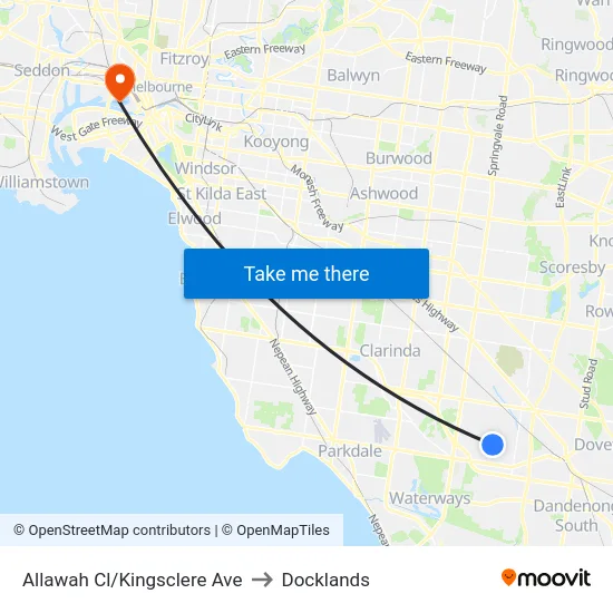 Allawah Cl/Kingsclere Ave to Docklands map