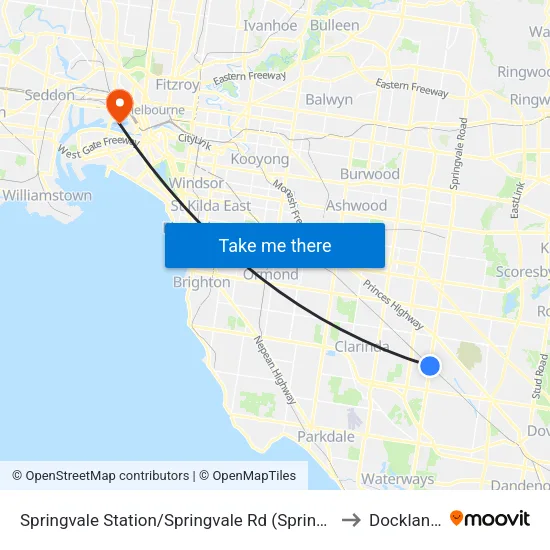 Springvale Station/Springvale Rd to Docklands map