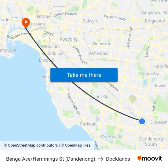 Benga Ave/Hemmings St to Docklands map