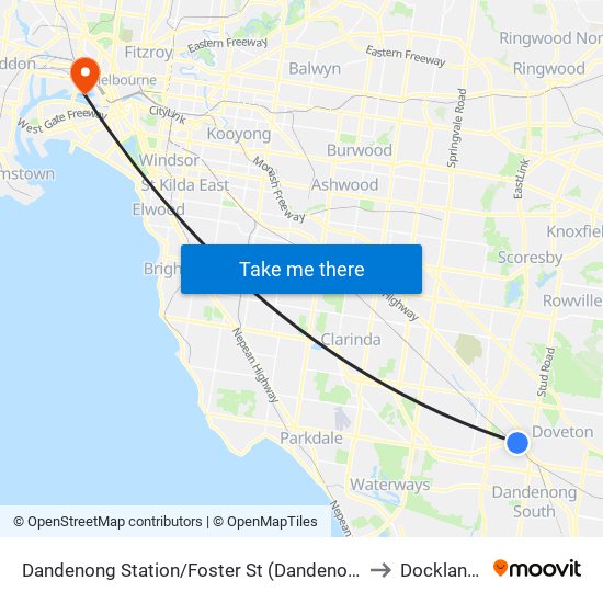 Dandenong Station/Foster St (Dandenong) to Docklands map